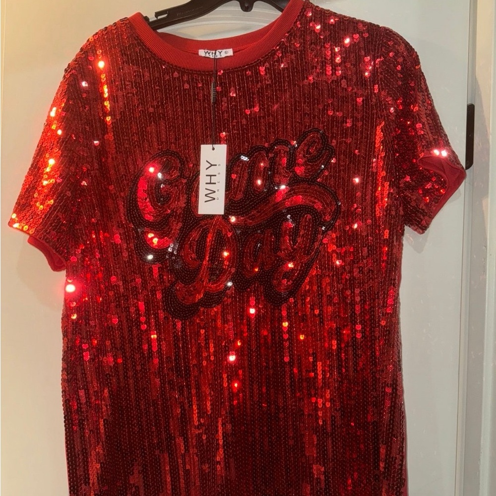 Red Game Day Sequin Shirt Large